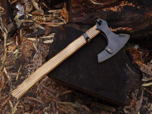 EDC Ascia Viking Mano Lama Acciaio al Carbonio L Ascia Tomahawk con Fodero in Pelle BL-4023 - Foto 18 di 19