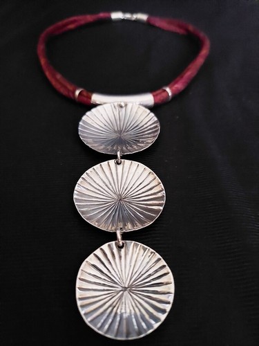 925 Genuine Sterling Silver Charm Pendant Thai Silk Red 2 Necklace 18 inch Long - Picture 8 of 11