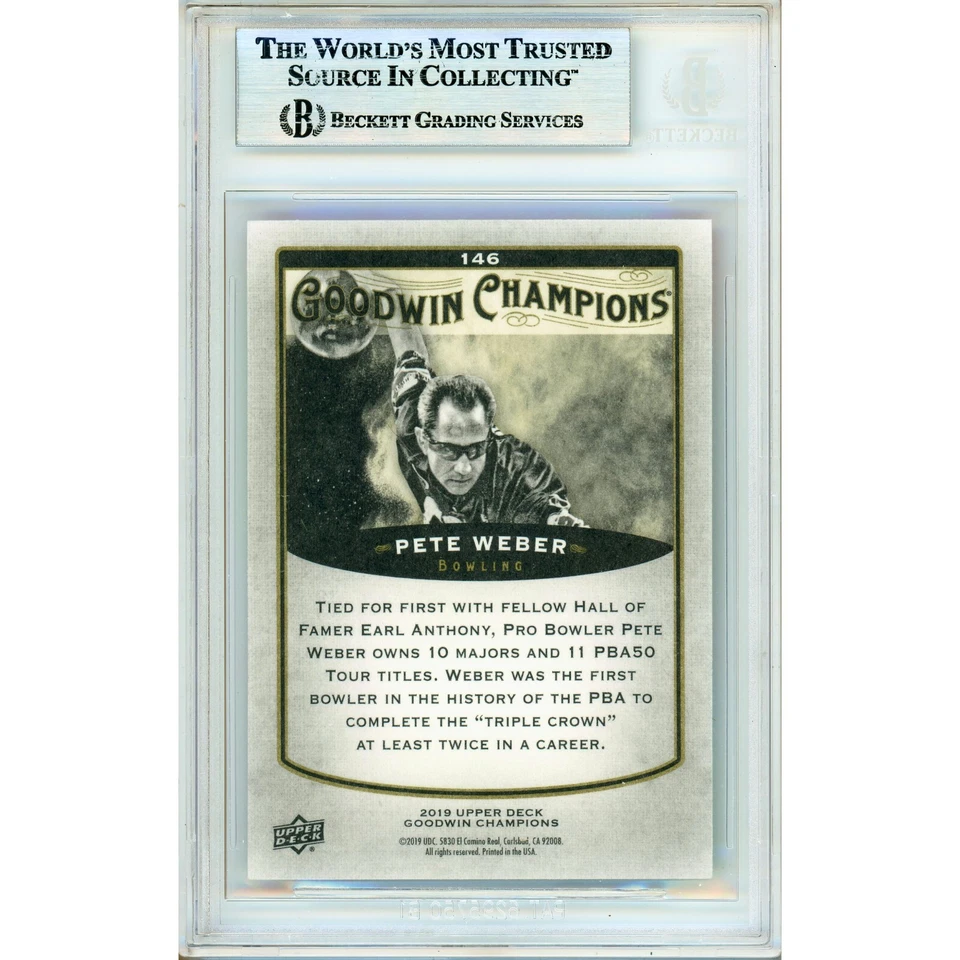 Tarjeta firmada por Pete Weber 2019 UD Goodwin Champions Splash #146 PBA Beckett Foto 2 de 4