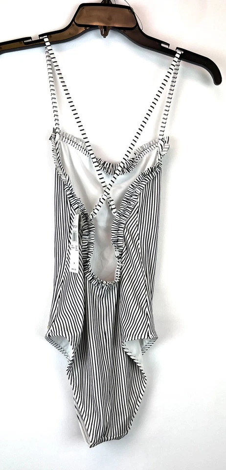 Traje de baño de una pieza a rayas blancas y negras para mujer Roxy Talla M Foto 2 de 3