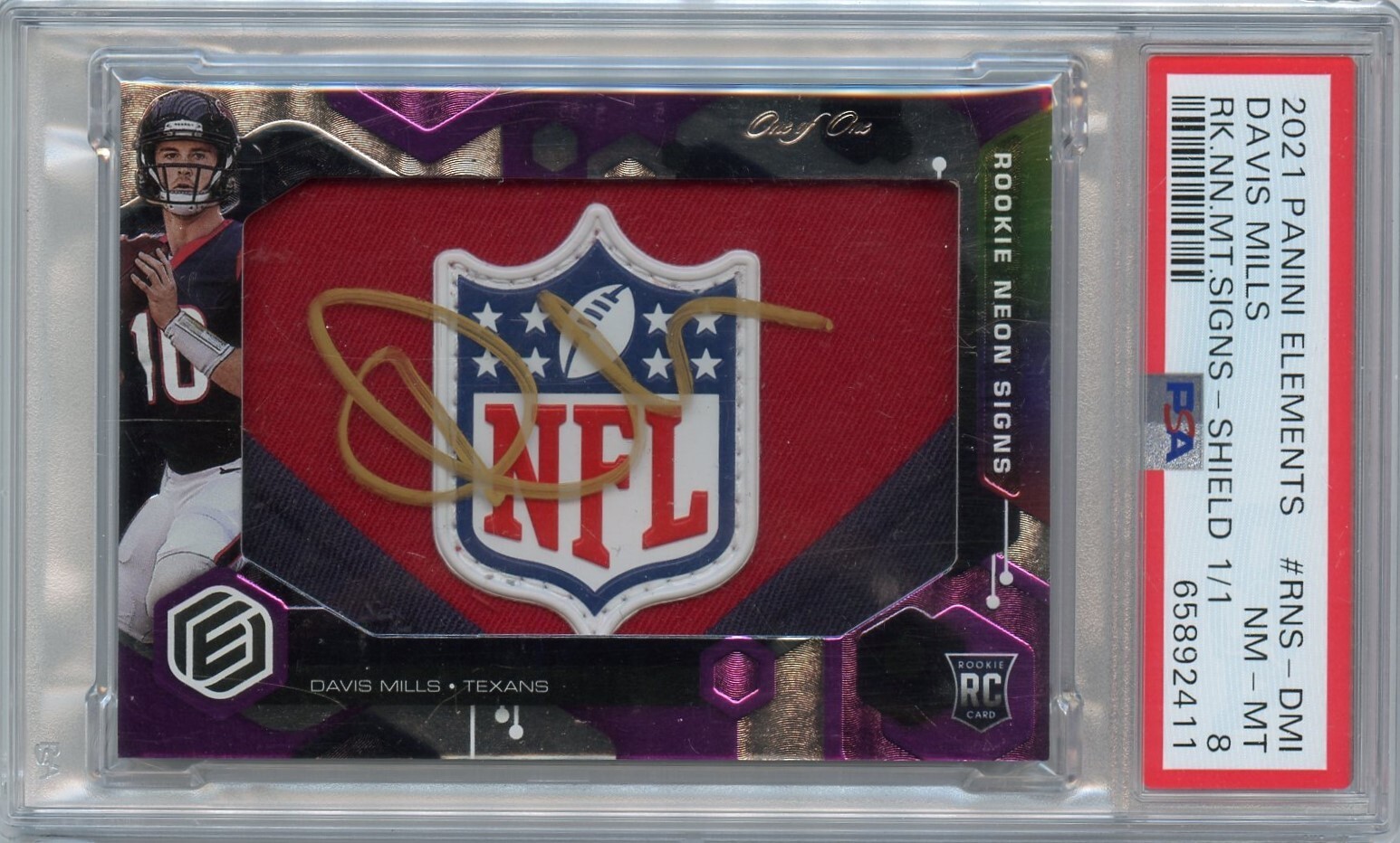 Davis Mills Panini Elements Rookie Neon Material Signs #RNSDMI Shield 1/1