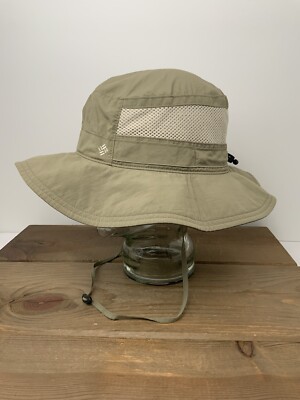 Columbia Bucket Sun Hat Bora Bora Fishing Hike Khaki Unisex Chin Strap  Excellent