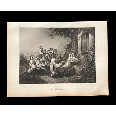ca. 1850 - A.H. Payne's  - Original Antique Engraving Print - ''The Pilgrims''