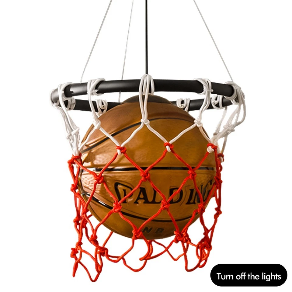 Vintage Basketball Acrylic Ceiling Fixture Light Retro Chandelier Pendant Lamp - Image 4 of 4