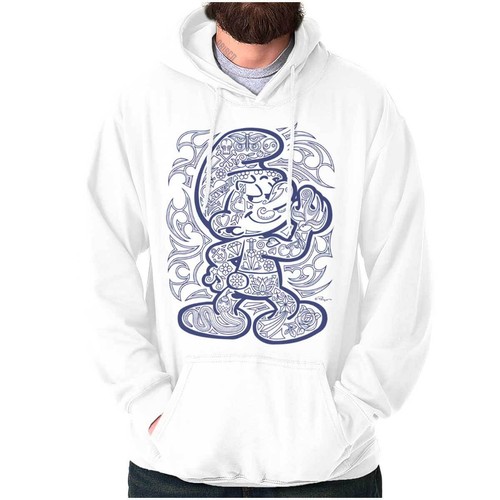 Hefty Smurf Cartoon Tattoo Tribal Pattern Hoodie Hooded Sweatshirt Men Women