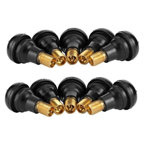10x TR412 BRASS Tubeless Tyre Valves Rubber SnapIn Short Bike Lawn Mower Quality - Picture 2 of 4