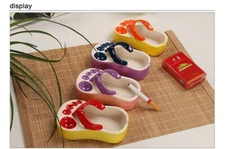 Cute Creative Ceramic Purple Color Flip Flop Cigarette Ashtray Beautifully Hand.