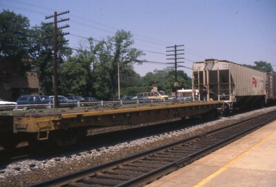 Railroad Slide - Union Pacific #52520 Flat Car 1980 Downers Grove Illinois IL UP