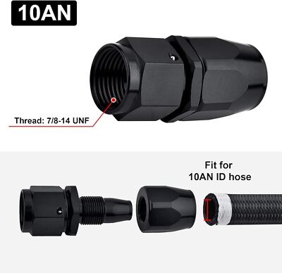 10AN 0/45/90/180° Swivel Fitting 2PCS Anti-Leak For Braided CPE E85 Fuel Line
