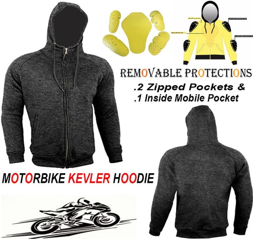 Gris Carbón Polar Sudadera Con kevlar \u0026 Armadura Ce Moto Chaqueta | eBay