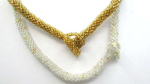 HSN NOGU STYLE YELLOW BLACK & WHITE BEADED NECKLACES & BRACELETS SET NWOT JB16 image 4