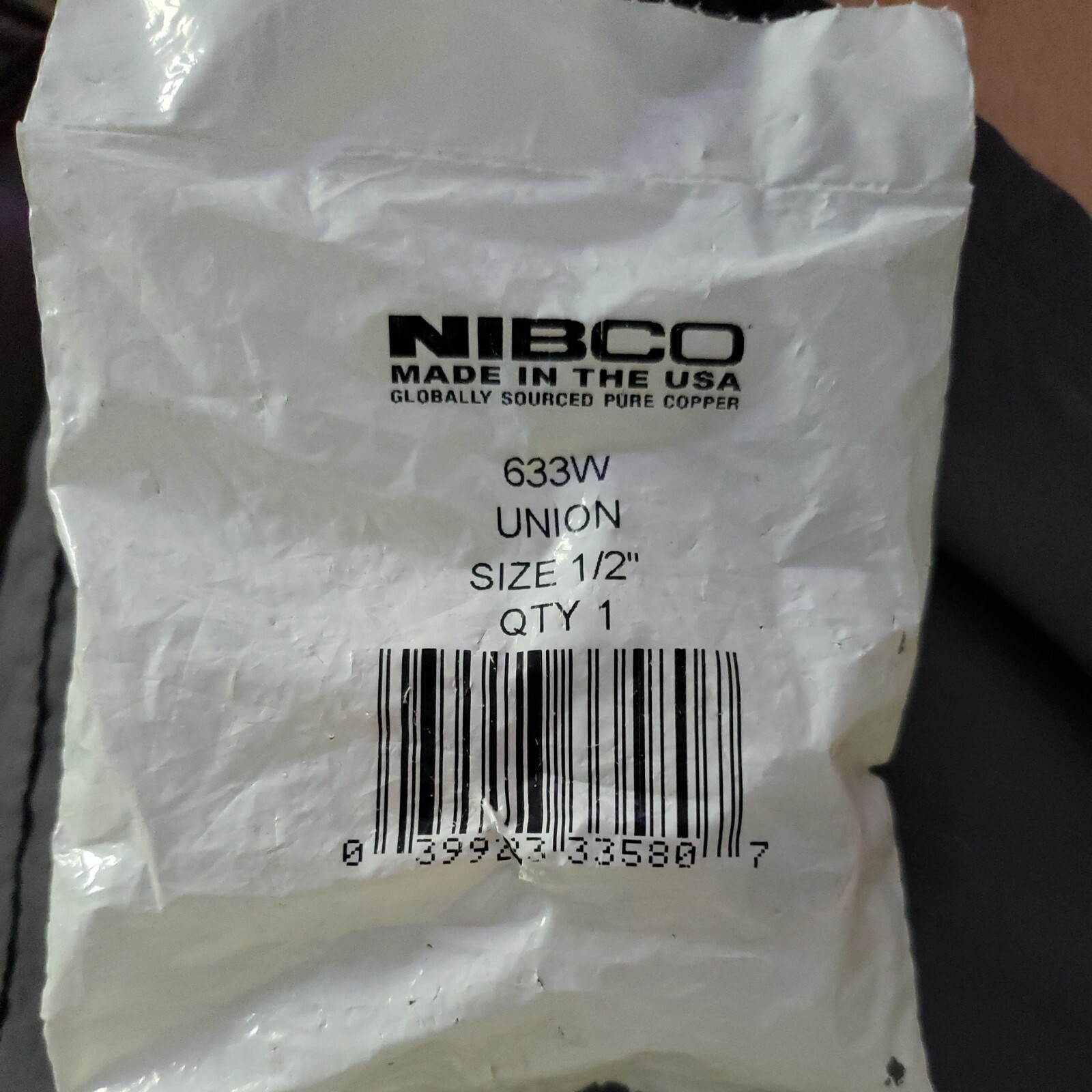 Nibco 633W 1/2 " 1/2" Nom C Copper Union