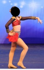 Custom 3piece military style jazz costume red navy rhinestone Competition Dance