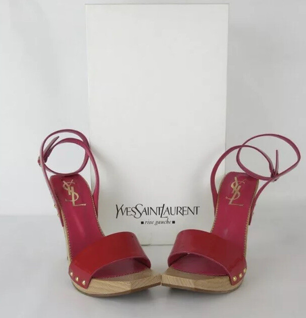 Cinturino PLATFORM ROSSO ROSSO SAINT LAURENT taglia 37 in pelle verniciata