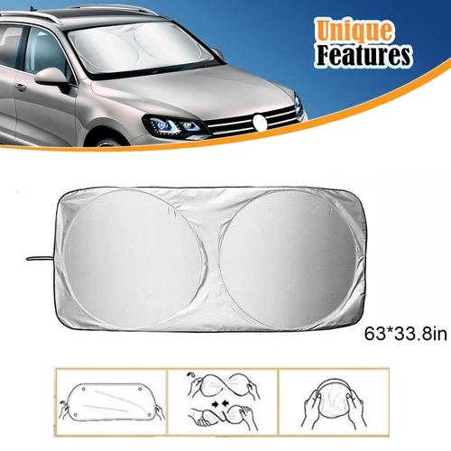 Large 63 x 33.8" Car Windshield Sunshade Foldable Sun Shade Protection US - Bild 2 von 15
