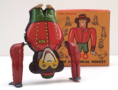 Lot De 2 Jouets Anciens – Chat Au Ballon Köhler Et Joustra Mécanique En Tôle