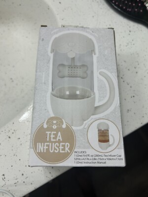 Tea Infuser Cup Dog with Bone Shaped Tea Strainer NEW