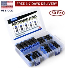 50Pcs Quick Connect Air Hose Kit Air Line Fittings 5/32 1/4 5/16 3/8 1/2 Inch