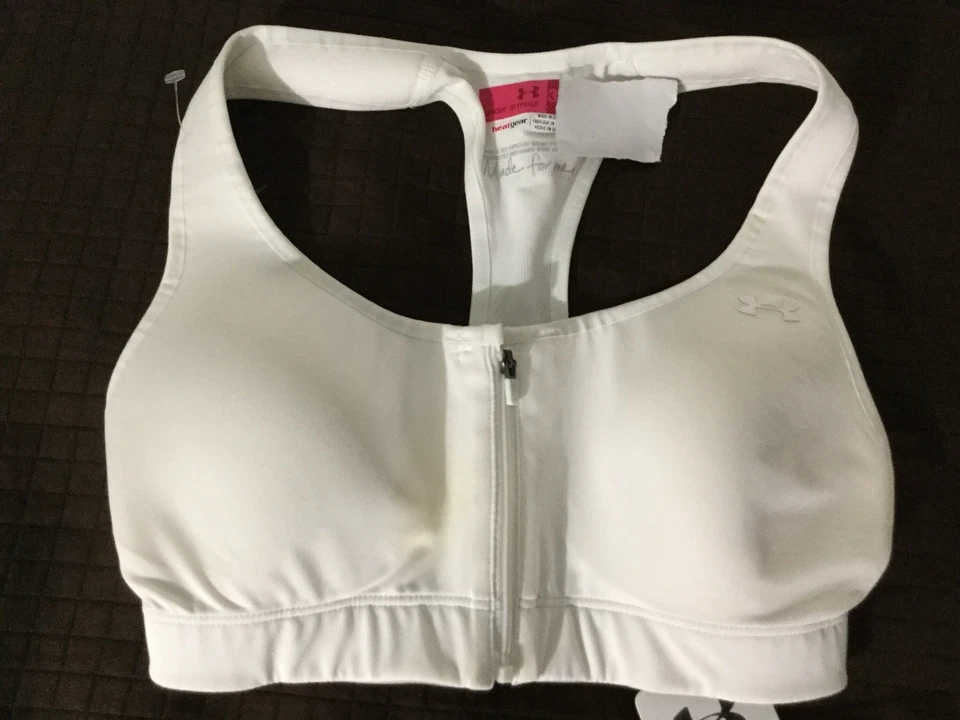 NUEVO CON ETIQUETAS SUJETADOR UNDER ARMOUR SOPORTE ALTO IMPACTO COMPRESIÓN BLANCO MUJER TALLA 32C Foto 2 de 4