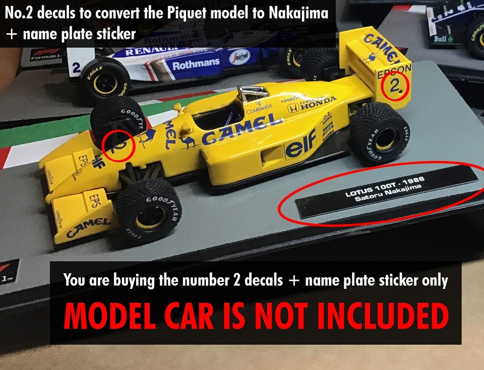 F1 Sticker Lotus 100T Camel 1988 Wasserslide-Aufkleber Für 1:43 Modell - Piquet F1 Sammlung, Von IXO Kamel Aufkleber 1:43 Modell