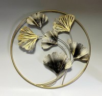 Moderne Metall-Wanddekoration BläTter Im Kreis 60 Cm Wandbild Metallbild Gold