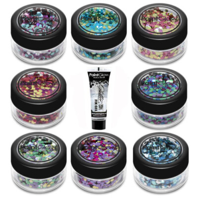 Biologisch abbaubare klobige Glitzermischungen Fixkleber Körper Gesicht Kosmetik Festival FX
