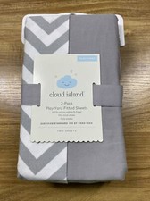 Cloud Island Sheets 2 Pk Play Yard Fitted Sheets Gray  White