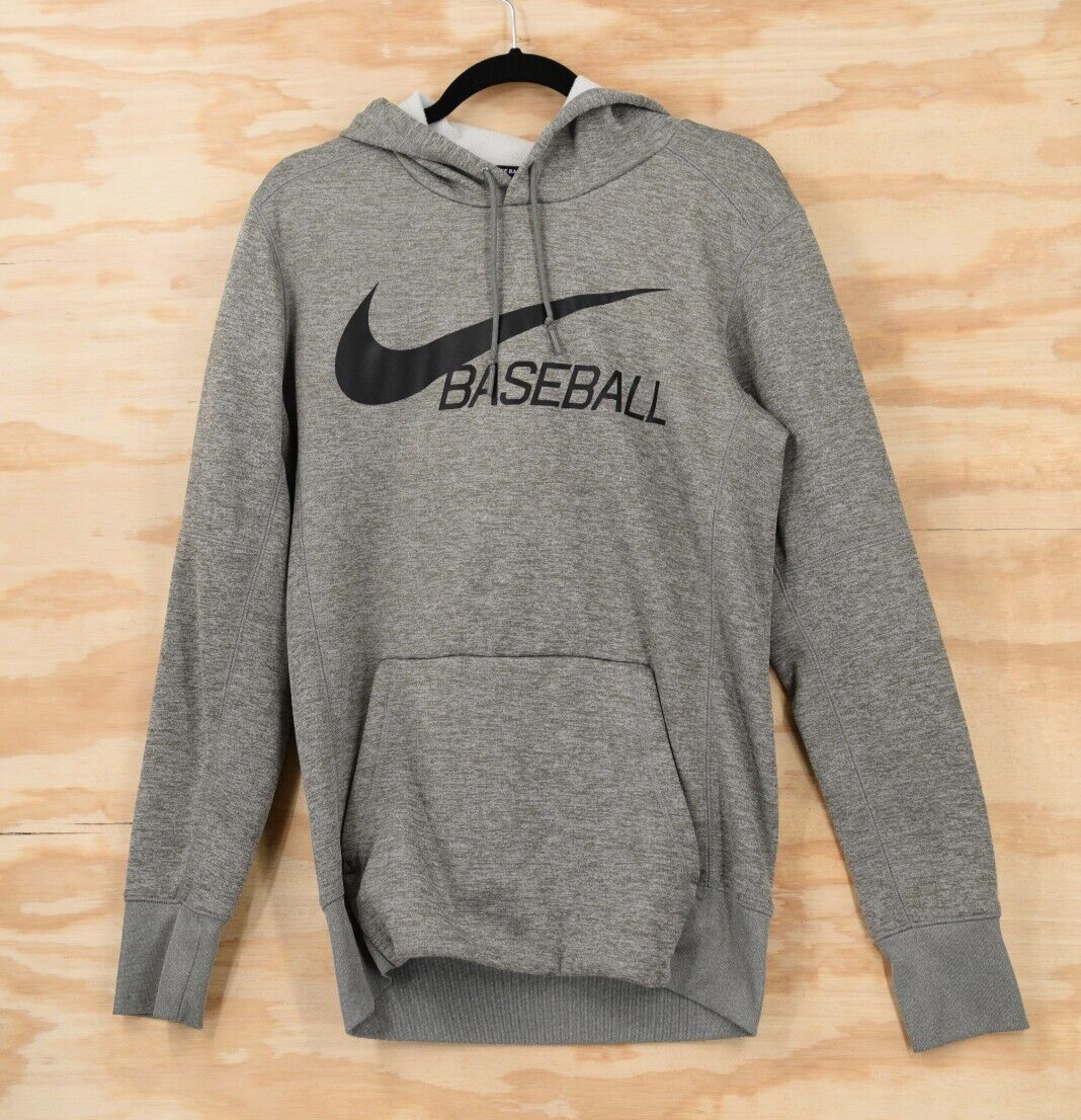 Nike Baseball Pullover Hoodie Sweatshirt Ash Gray Dri-Fit Mens