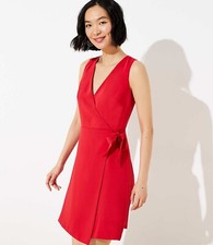 NWT LOFT Wrap Sheath Dress in Orchard Red, Size 6