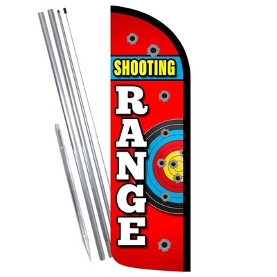 Shooting Range Premium Windless Feather Flag Bundle (Complete Kit) OR Optional R
