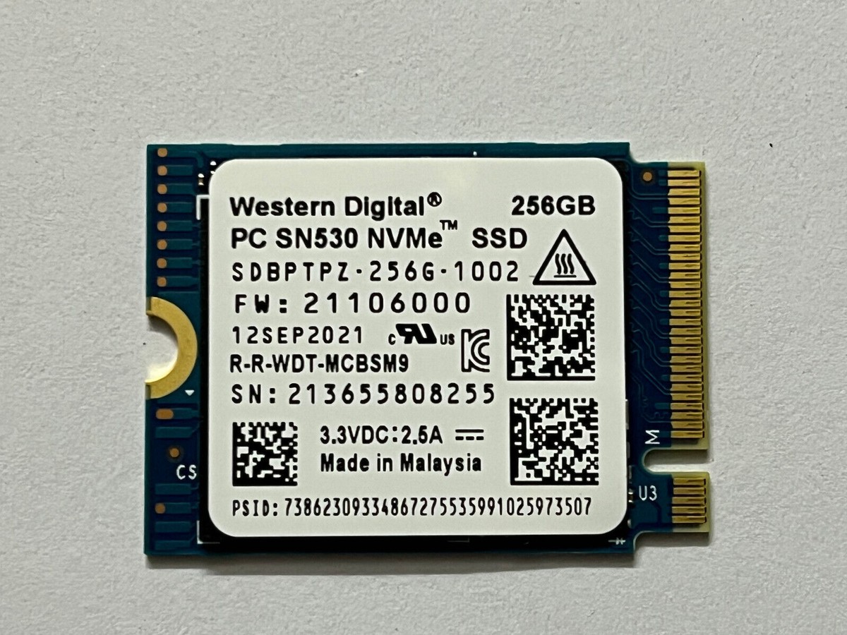 W-D PC SN530 2230 SSD 256GB NVMe PCIe For Microsoft Surface