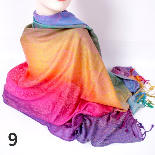 Women Scarf Shawl Wrap Ethnic Multicolor Rainbow Retro Tassel Long Gift New - Picture 9 of 24