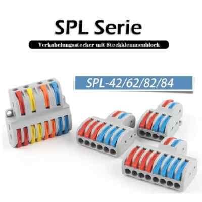 T-Type 2/4/6/8 POL Push-In 400V Elektro Leiter Kabel Klemmen Schnell Verbinder