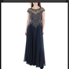 Xscape EMBELLISHED ILLUSION EVENING DRESS Size 6