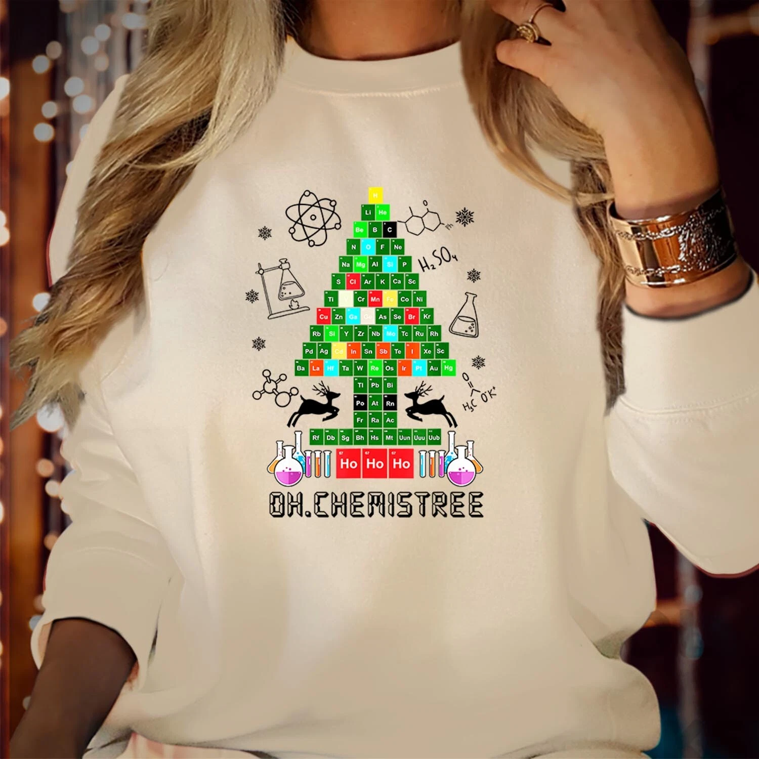 Chemistree Science Nerd Geek Periodic Table Christmas Sweatshirt