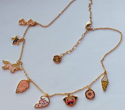 Les Nereides Les Deux Font La Paire Pug Unicorn Donut Charms Necklace RRP  £100 UK