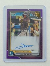 2024 Bowman Chrome Leo De Vries Purple Mojo Refractor Auto RC /199