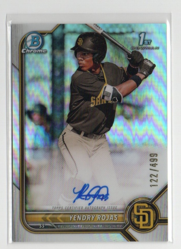Yendry Rojas 2022 Bowman Chrome Refractor Autograph /499 San Diego Padres 1st