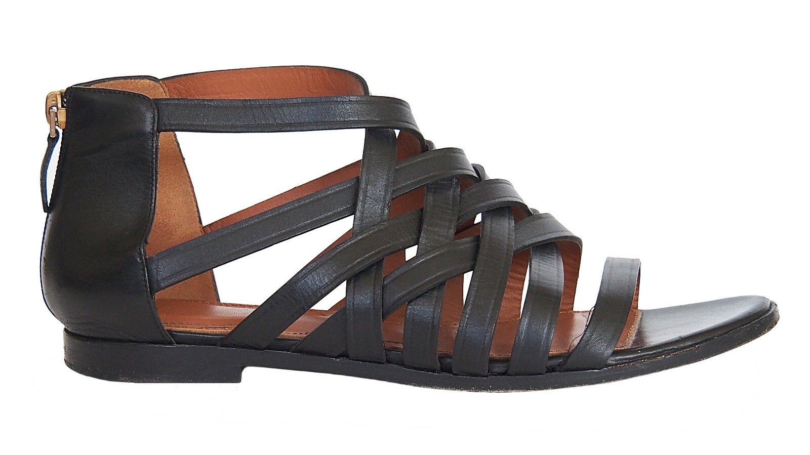 Givenchy Womens Ankle Leather Flat Sandals Shoes Black Size 38 US 8 thumbnail 2