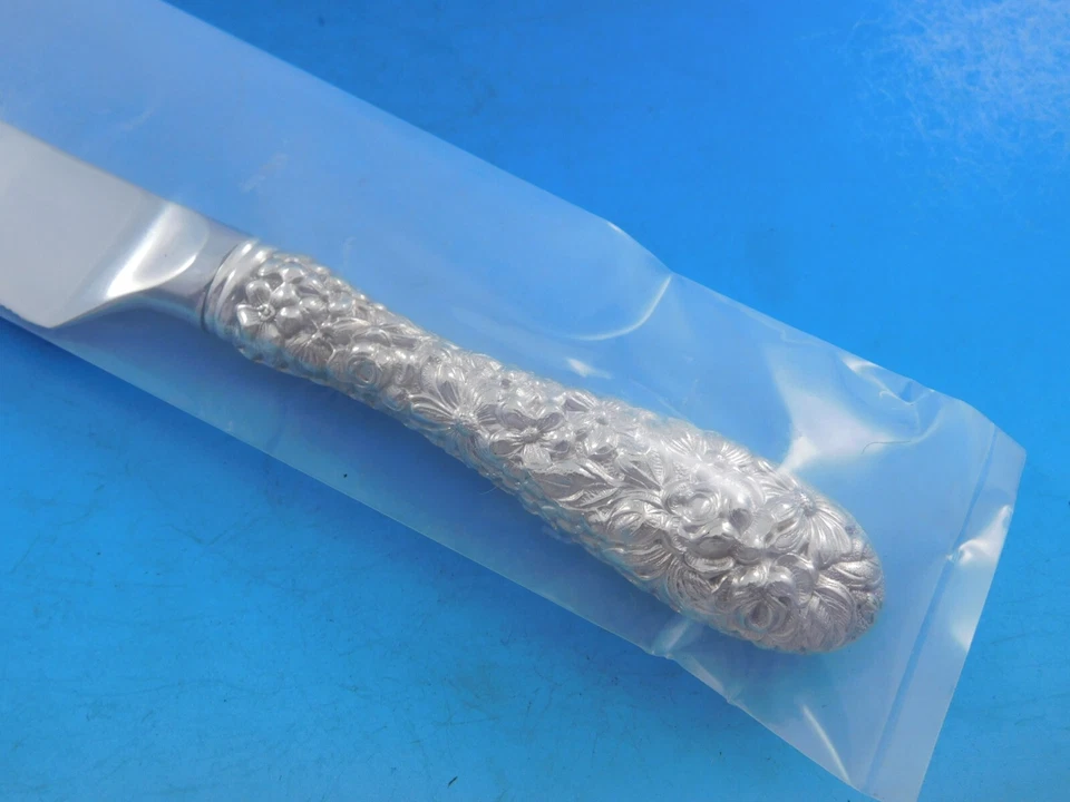 Нож для свадебного торта Rose от Stieff из чистого серебра HH с нержавеющей сталью на заказ 11 3/4 дюйма - Изображение 4 из 4