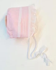 NWT Will'Beth Pink Sheer Pintuck Baby Bonnet Newborn 0 3 Months Girls