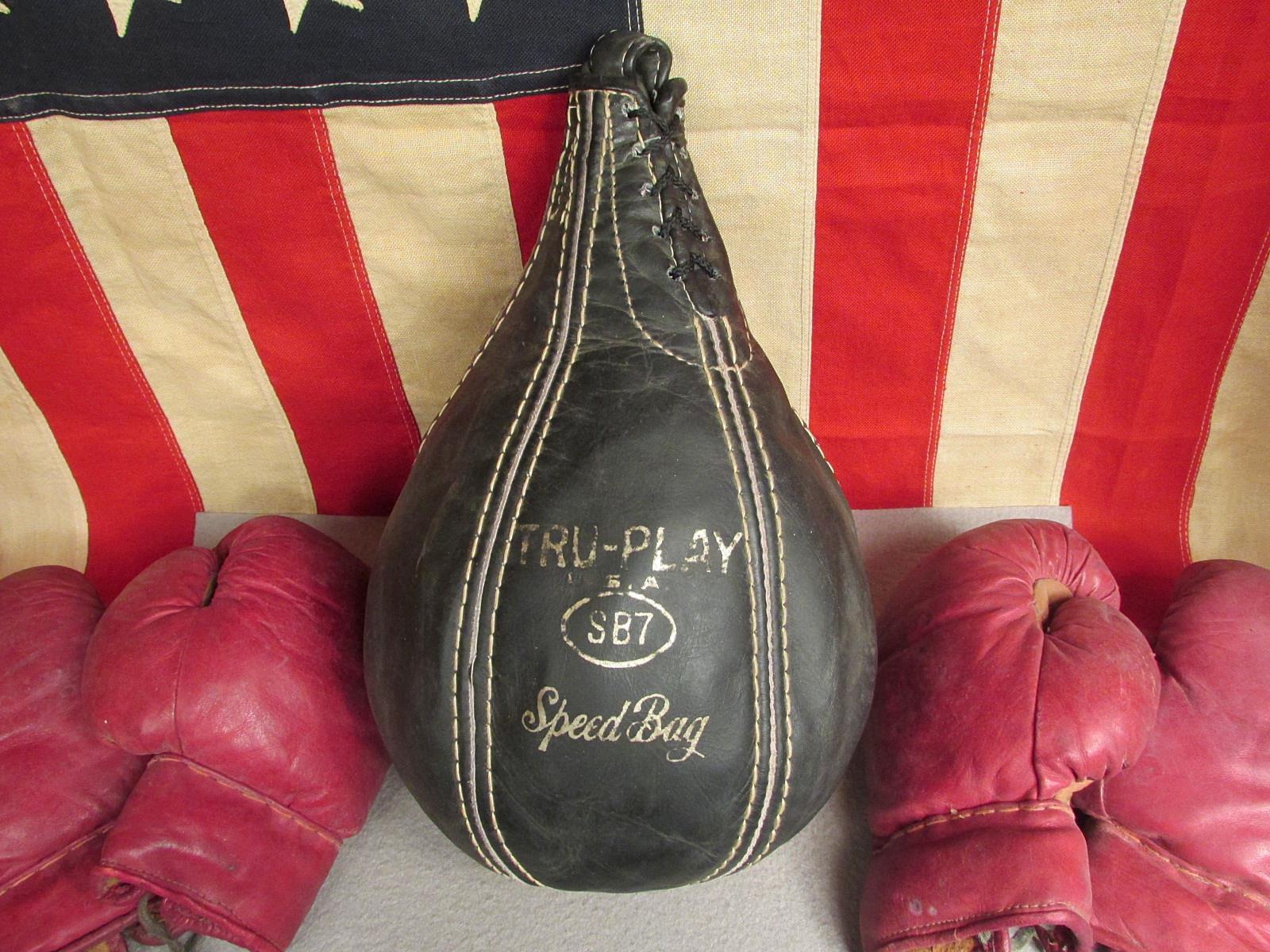 Vintage Tru Play Leather Boxing Punching Speed Bag 2 Pair Leather
