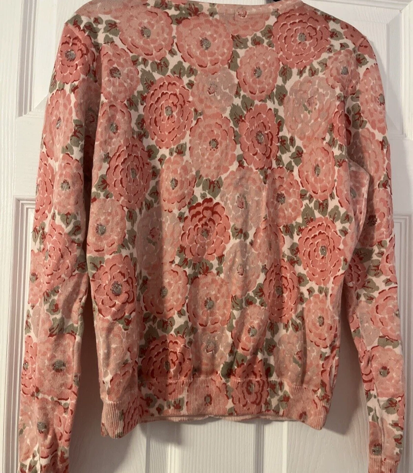 Cárdigan Crazy Horse Liz Claiborne Rosa y Gris Floral Talla M Geeky chic Granny Foto 2 de 4