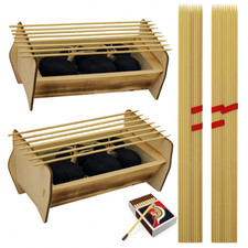 Barbecue Istantaneo Usa e Getta Braciere Legno e Spiedi Piccolo Carbonella 2 pz