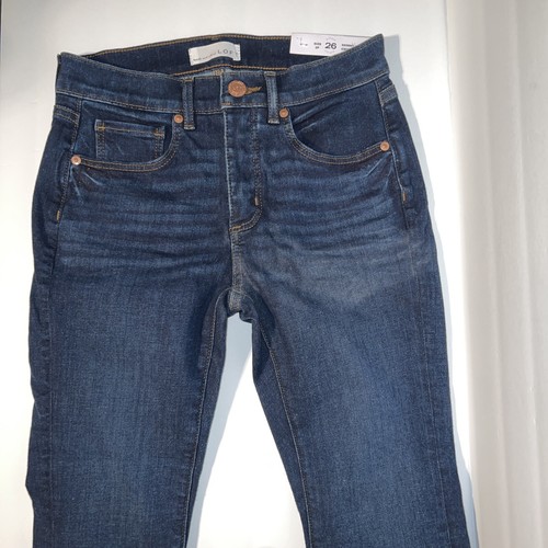 NWT LOFT SKINNY CROP Jeans Dark Blue Denim Women Size: 26 / 2P Petite - Picture 4 of 12