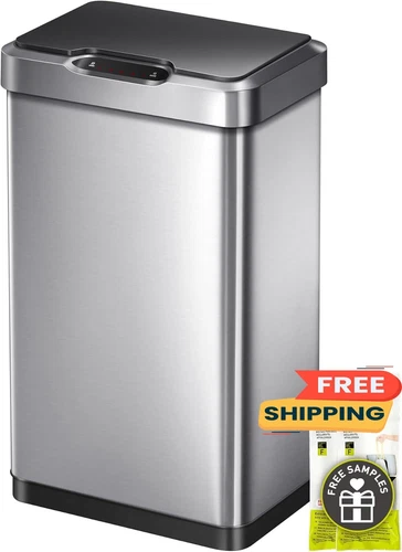 Bote de basura rectangular sin contacto de 50 litros (13.2 galones) con sensor..
