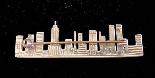 Sterling Silver 925 NEW YORK CITY SKYLINE Brooch / Pin  Israel TWIN TOWERS - Picture 2 of 2