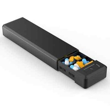 Pill Organizer with Aluminum Shell for One Week Capacity, Portable 7 Compartm...