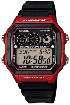 Casio AE-1300WH-4AV Men's Digital Square Red Resin Case Watch