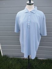 Peter Millar Polo Shirt Mens XL Blue Stripe Crown Crafted Golf Performance